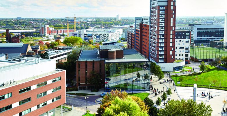 Exterior photo of Aston University campus